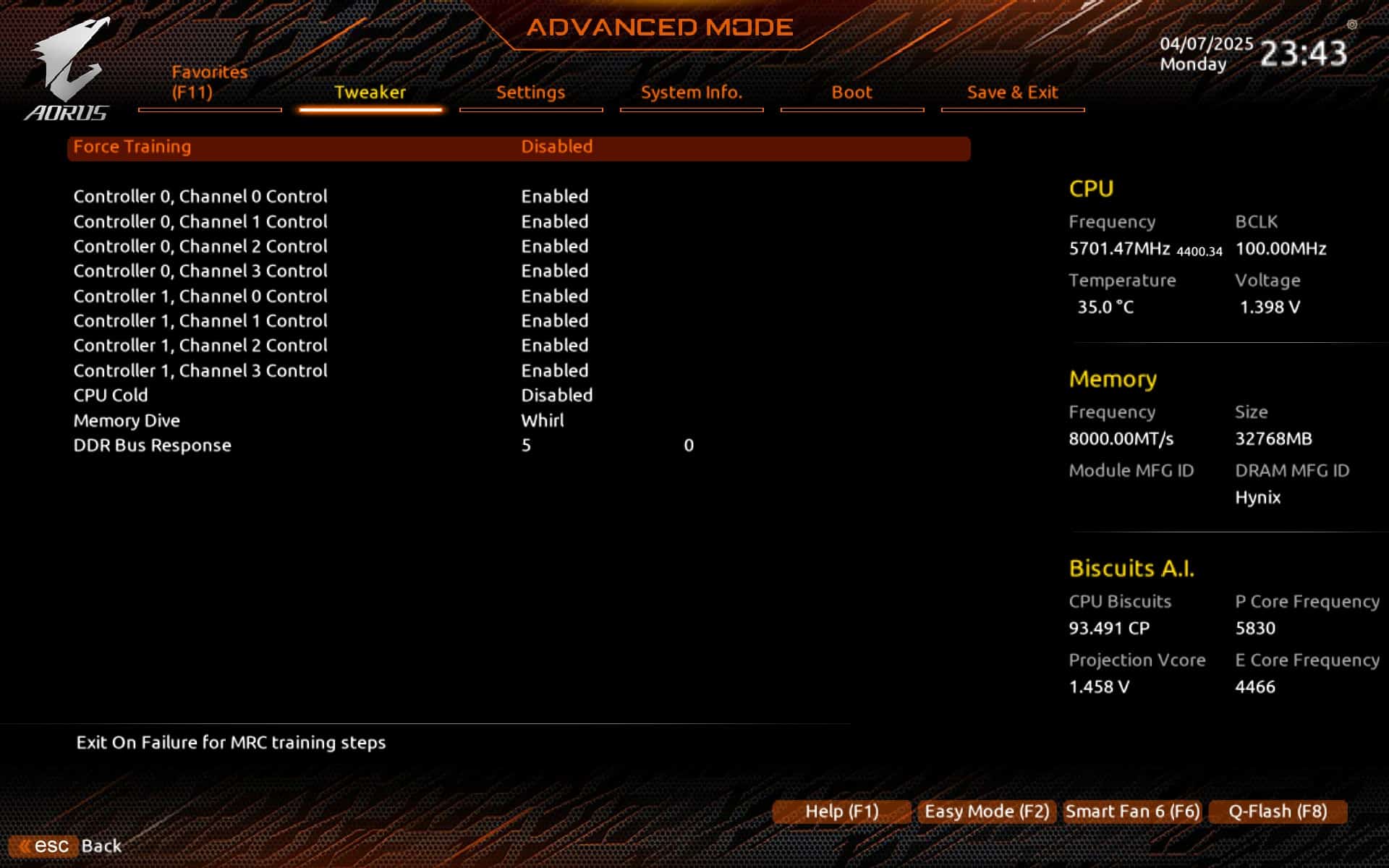 Lexar Ares II 2x16 Go 8000Mt/s CL38 - BIOS