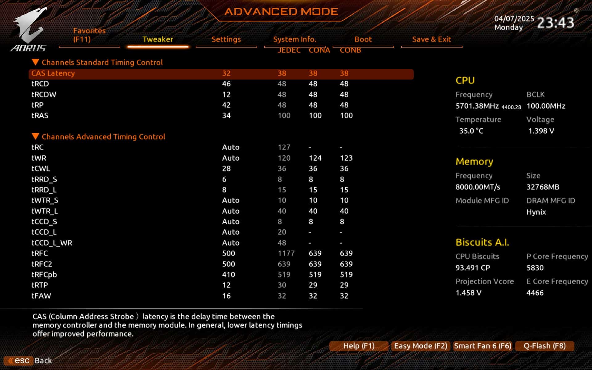 Lexar Ares II 2x16 Go 8000Mt/s CL38 - BIOS