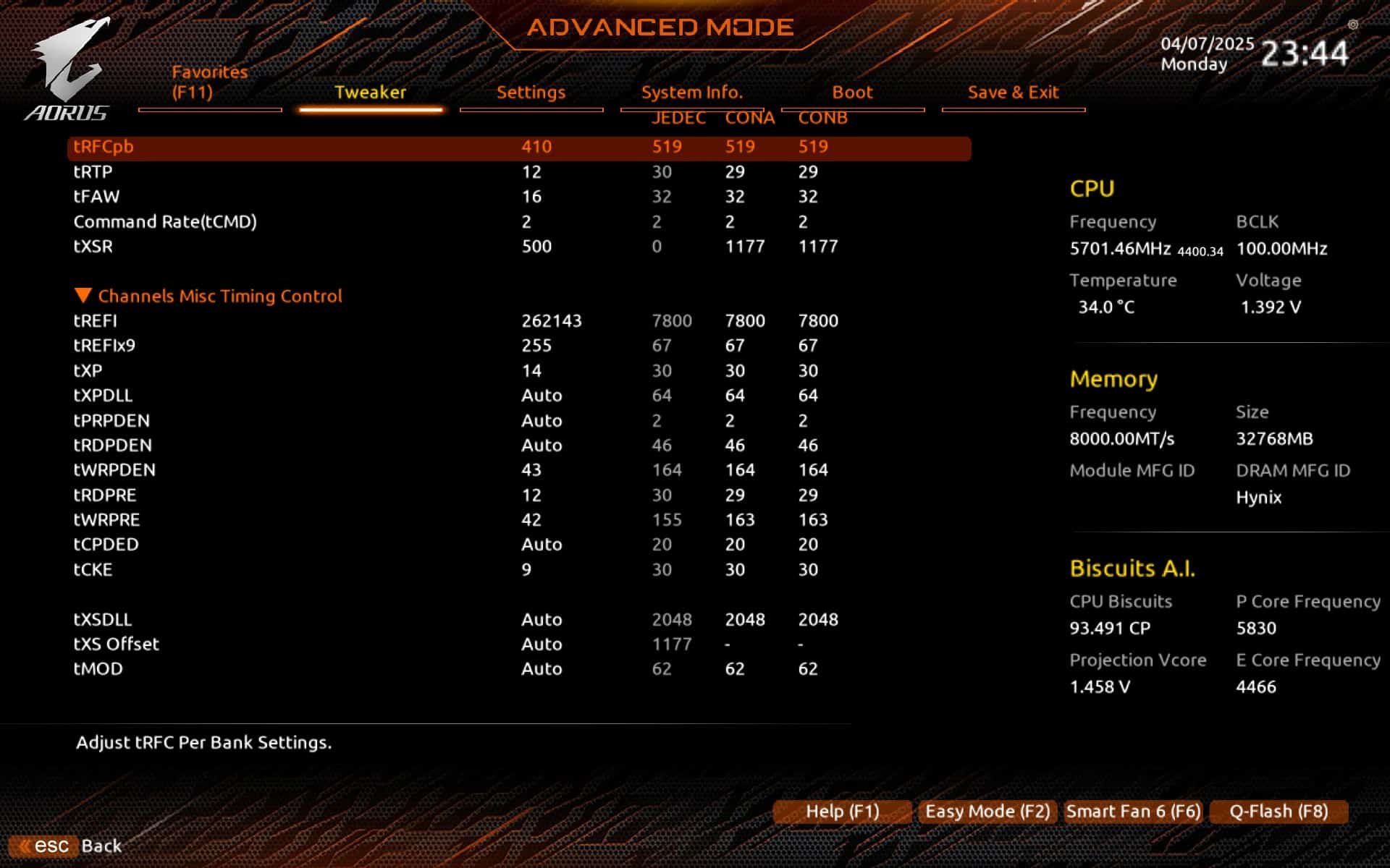 Lexar Ares II 2x16 Go 8000Mt/s CL38 - BIOS