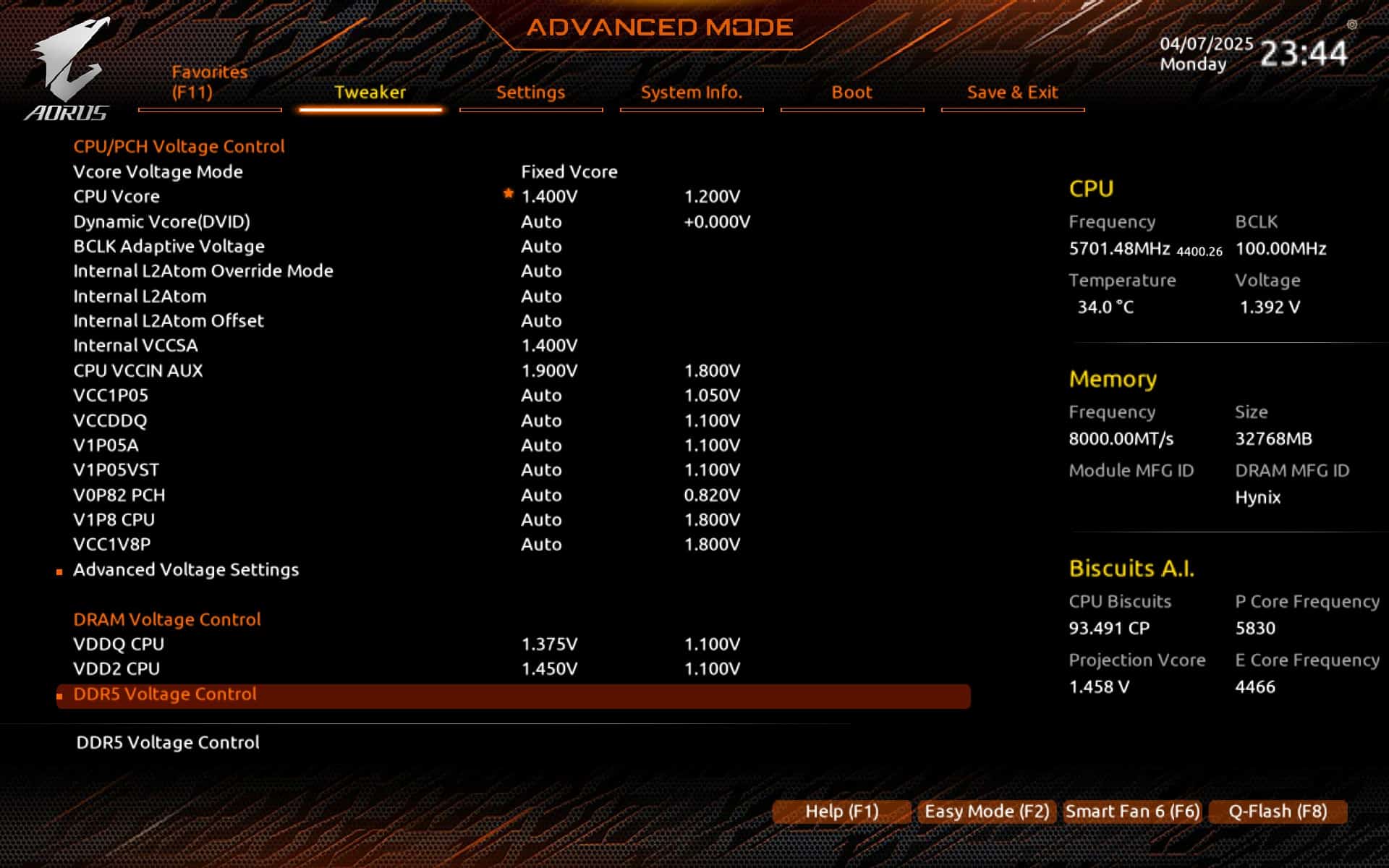 Lexar Ares II 2x16 Go 8000Mt/s CL38 - BIOS