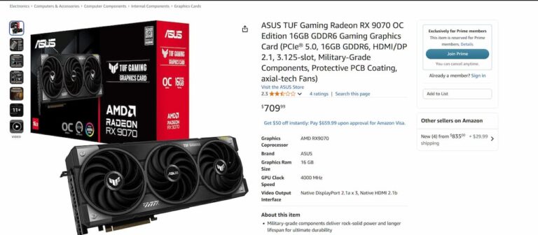 Certaines RTX 50 et RX 90 limitées aux membres Prime sur Amazon US