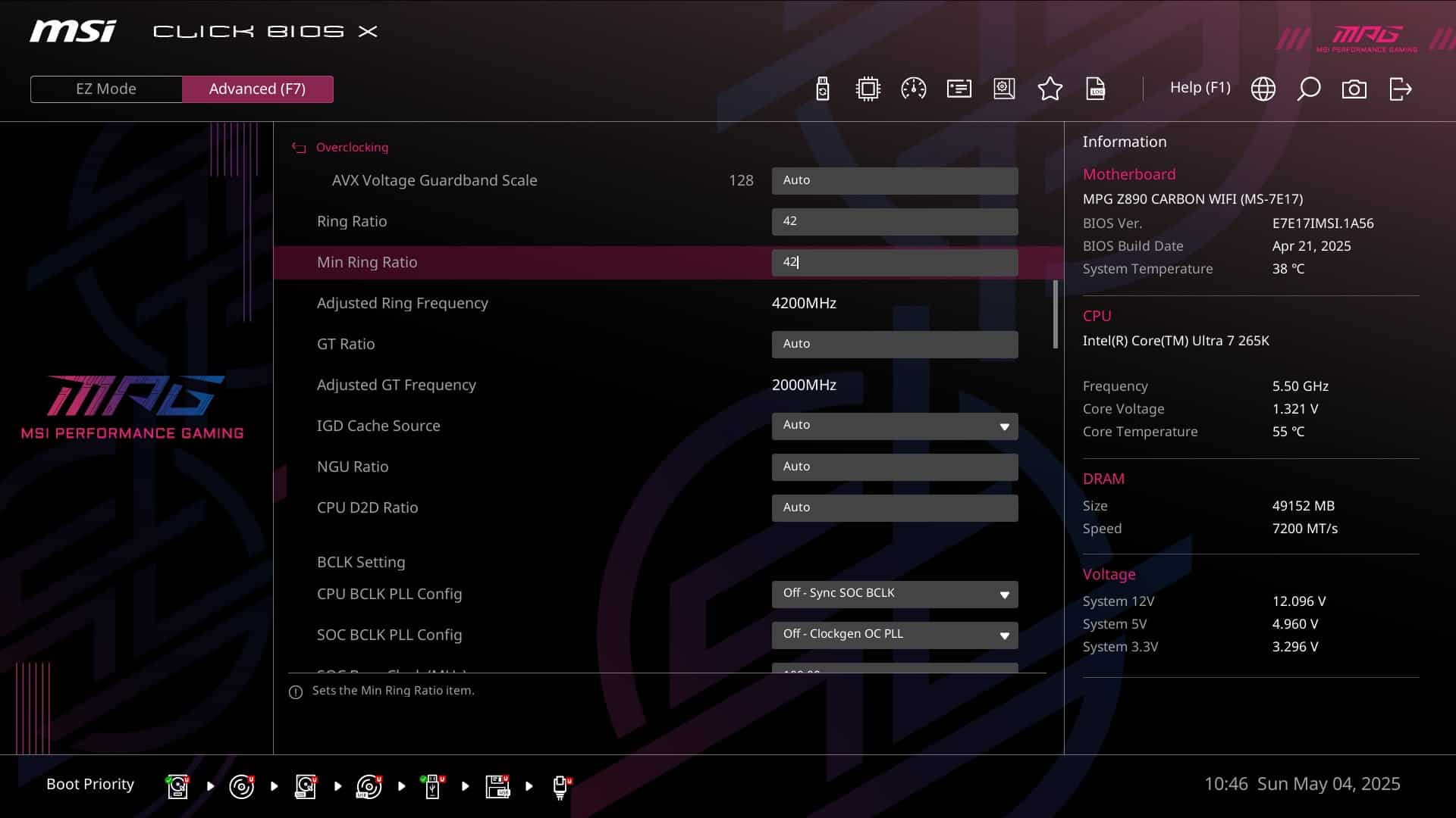 MSI MPG Z890 Carbon - bios