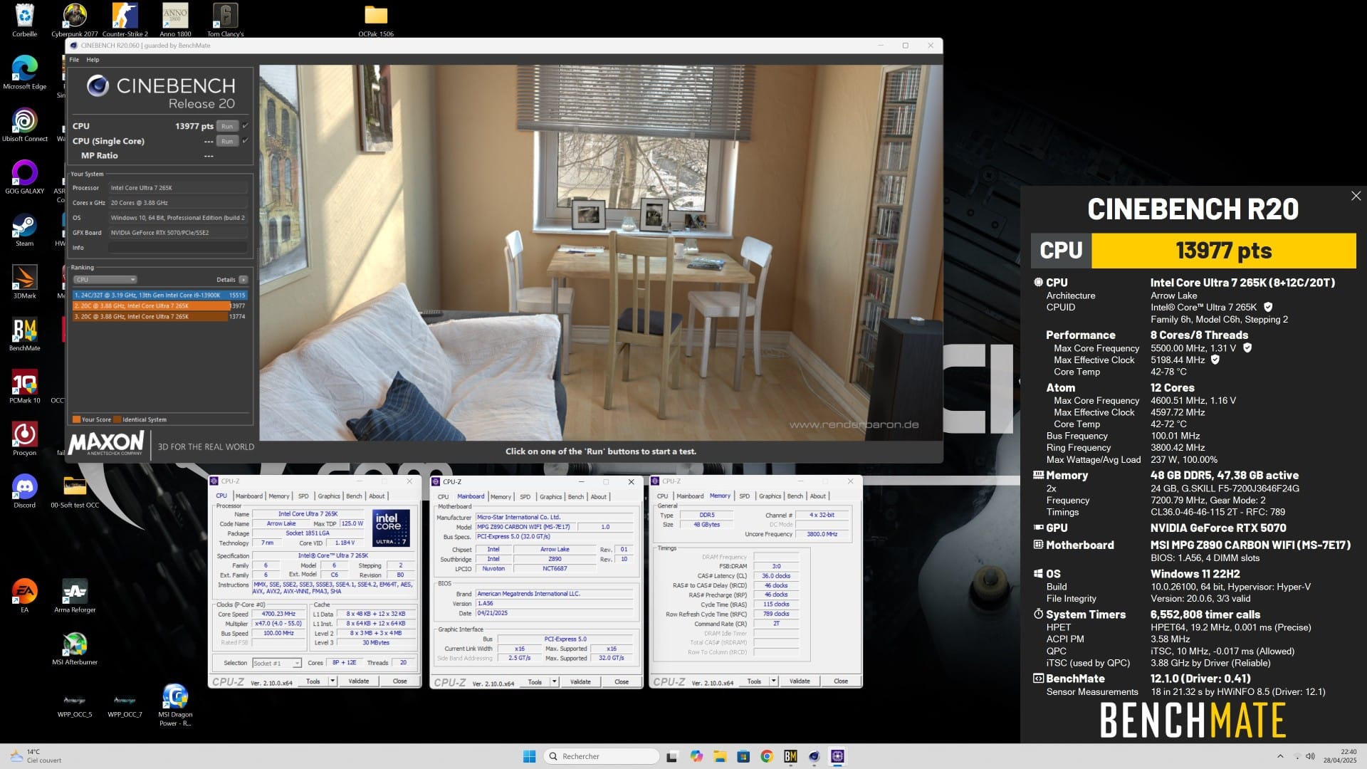 MSI MPG Z890 Carbon - bench