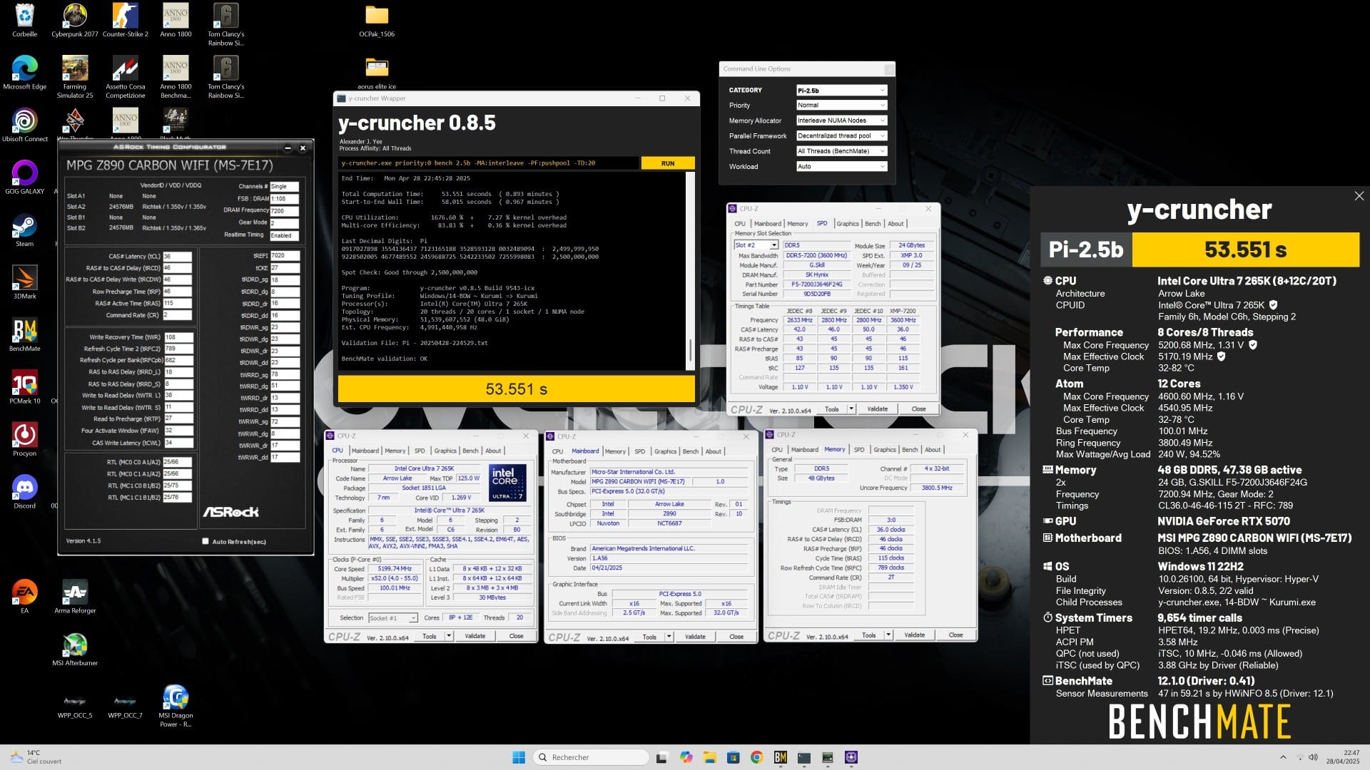 MSI MPG Z890 Carbon - bench
