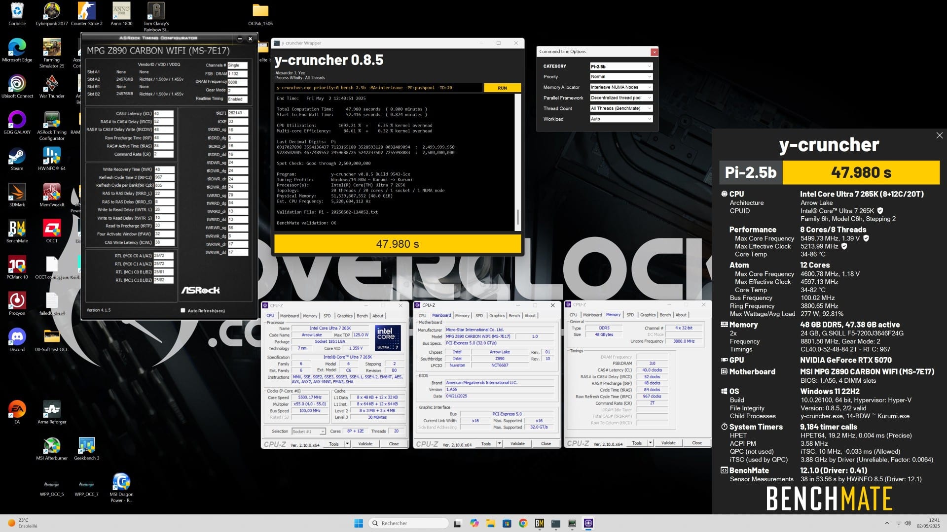MSI MPG Z890 Carbon - bench