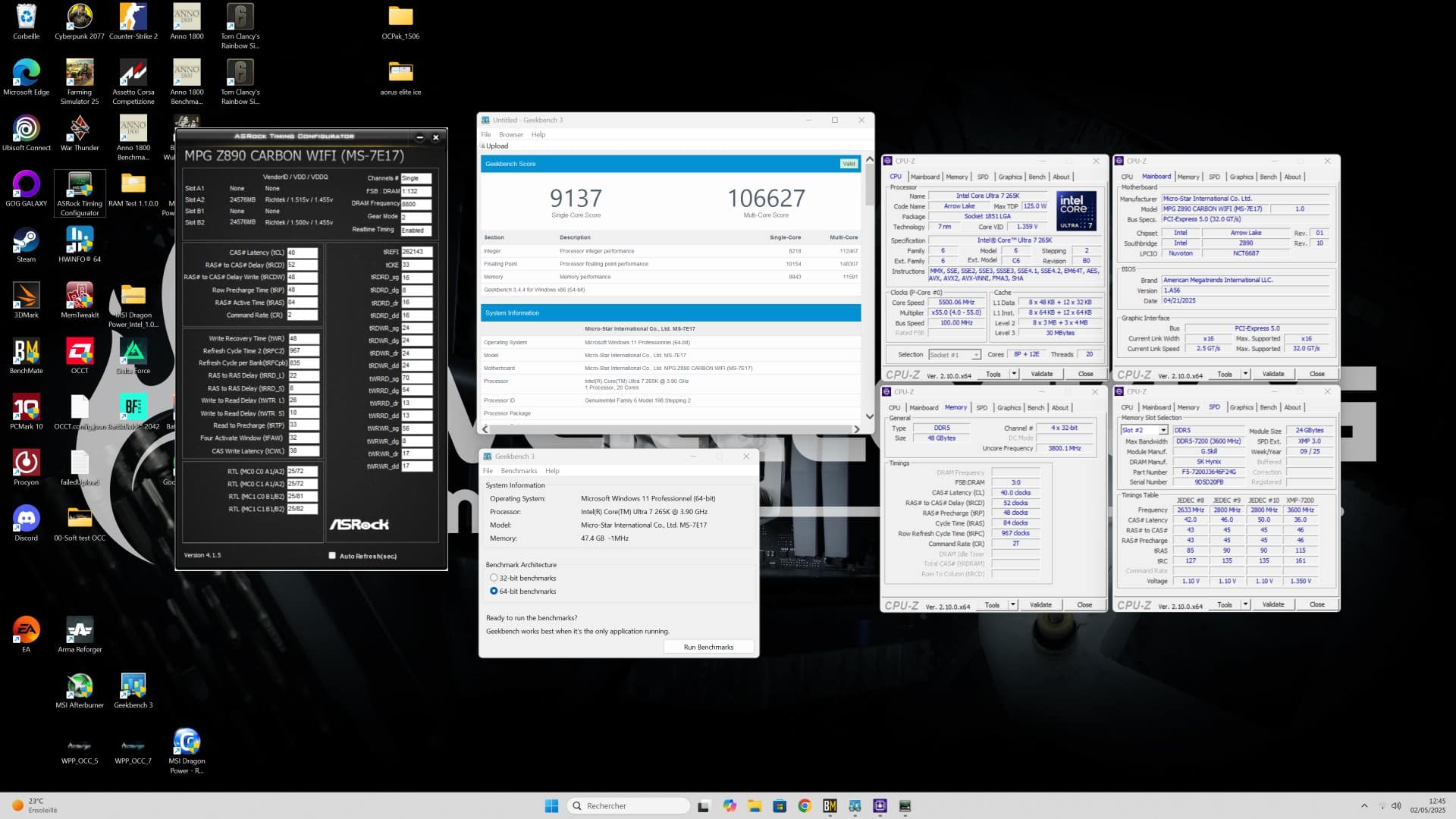 MSI MPG Z890 Carbon - bench