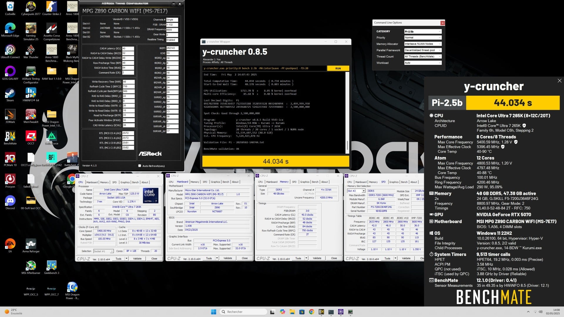 MSI MPG Z890 Carbon - bench