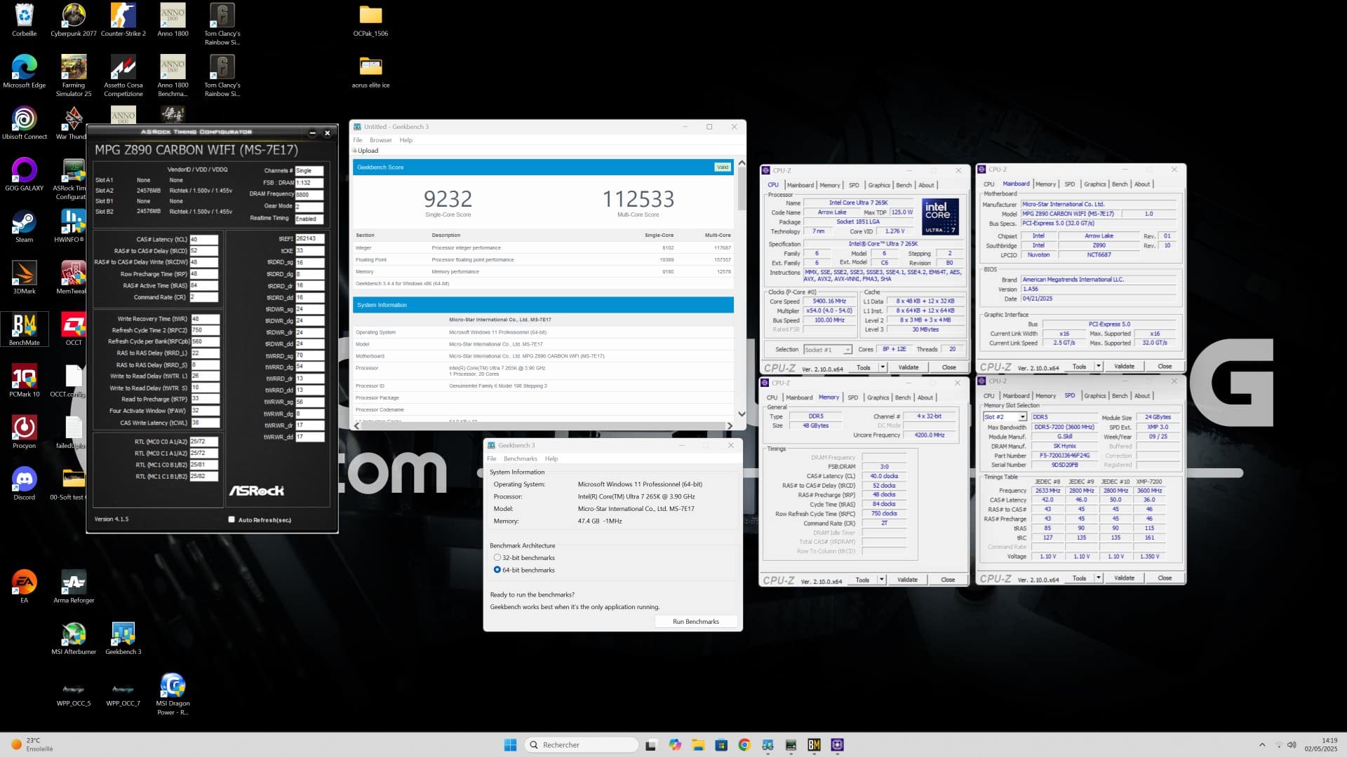 MSI MPG Z890 Carbon - bench
