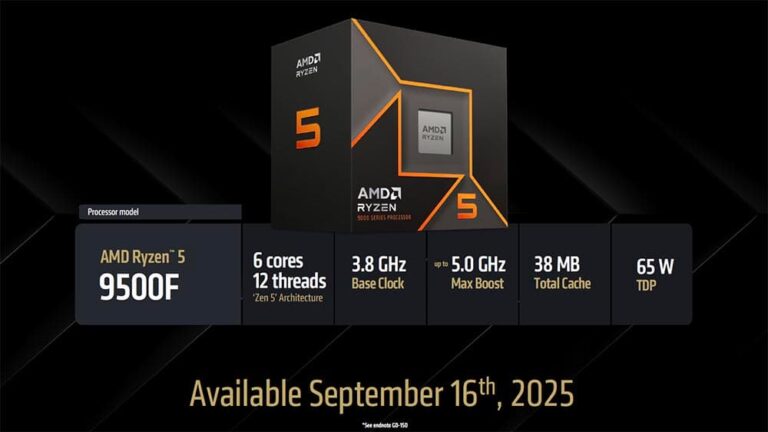 Ryzen 5 9500F : le CPU arrive pour le 16 septembre !