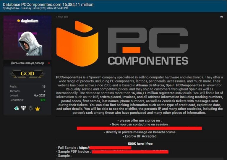 PcComponentes tente la pirouette et le hacker répond !