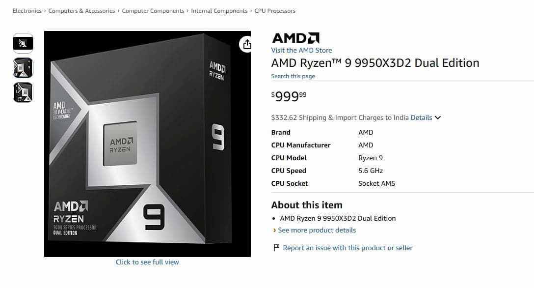 Ryzen 9 9950X3D2 for $999 at Amazon US - Overclocking.com EN
