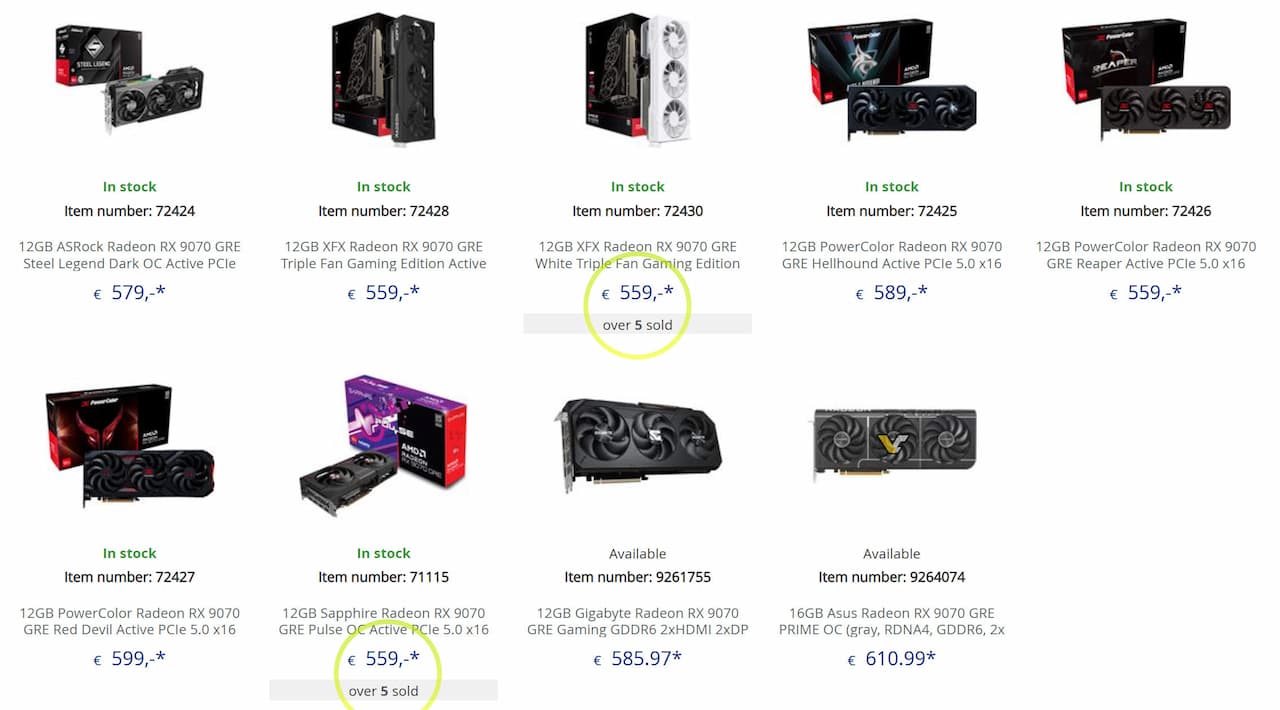 AMD RX 9070 GRE ventes MindFactory