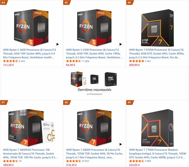 Classement Ryzen 7 5800X3D
