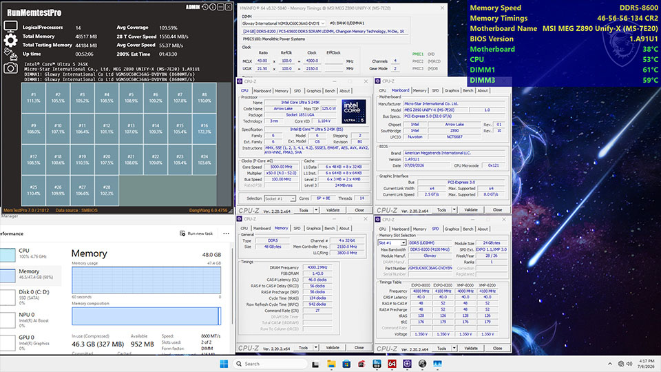 MSI CXMT validation MEG XZ890 Unify-X
