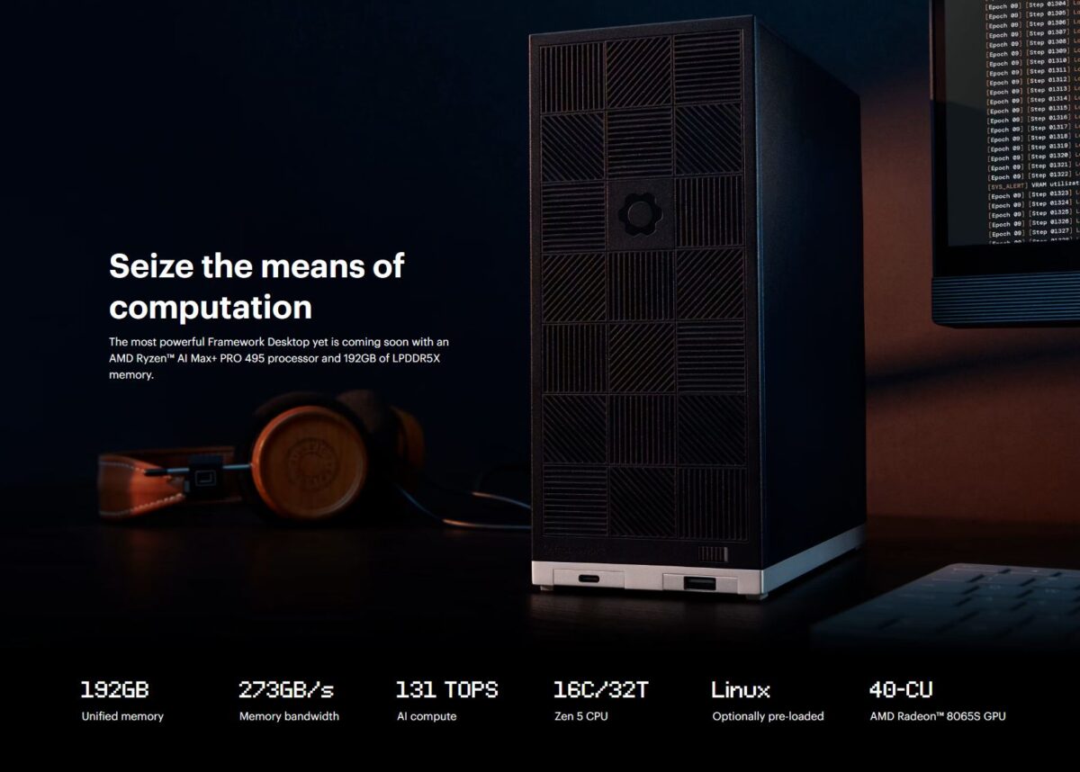 Framework Desktop with Ryzen AI Max+ PRO 495 gets 6.6% higher memory bandwidth and 192GB RAM