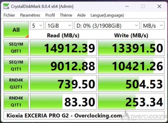 Kioxia EXCERIA PRO G2 CrystalDiskMark