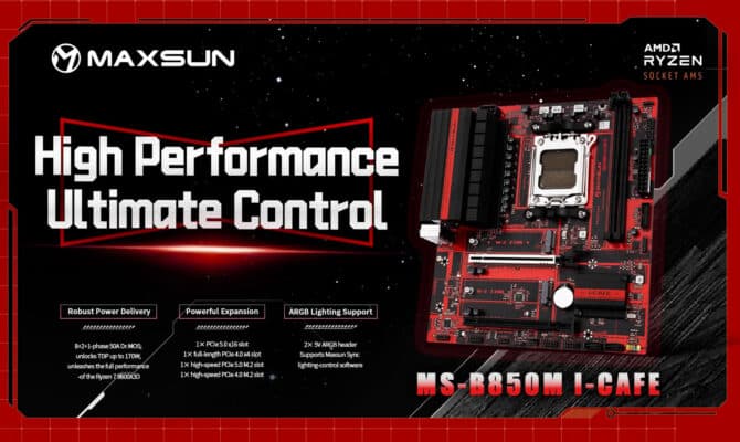 Maxsun lance trois cartes mères AMD B850 microATX pour la plateforme AM5