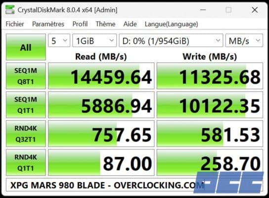 XPG MARS 980 BLADE CrystalDiskMark
