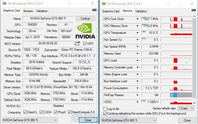 ZOTAC GTX 980 Ti Artic Storm GPUz