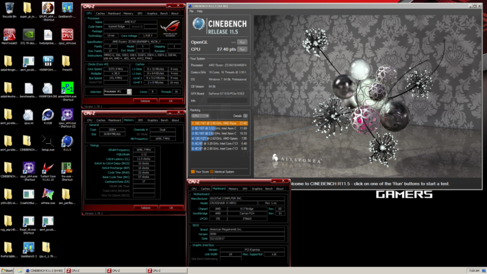 elmor Cinebench R11.5 27.4 points RyZen 7 1800X