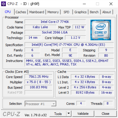 i7 7740K 7.562 GHz
