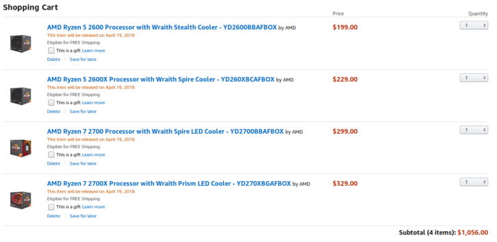 AMD RyZen 2000 Prix Amazon
