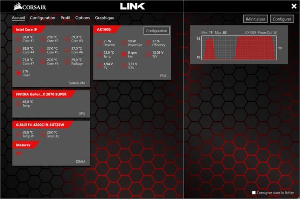 Relevé de la consommation via Corsair Link
