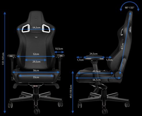 noblechairs Epic Black Edition dimensions